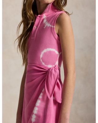 Girls' Tie Dyed Faux Wrap Mesh Polo Dress - Big Kid