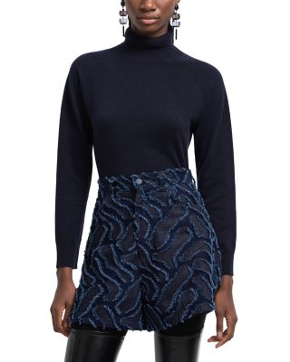 Fringe Embossed Denim Shorts