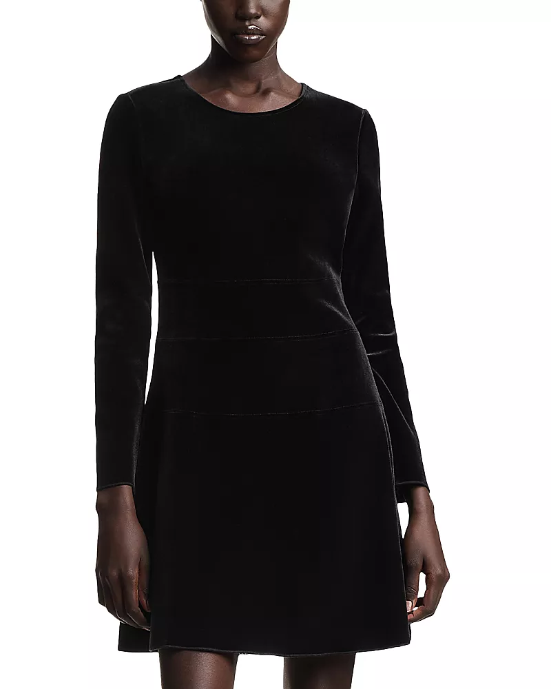 Emporio Armani Bonded Chenille Long Sleeve Dress