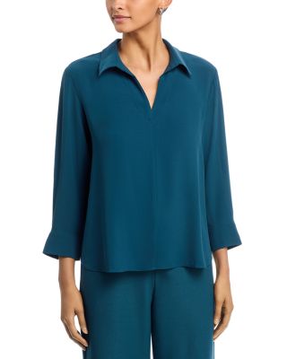 SiSilk Georgette Crepe Classic Collar Top