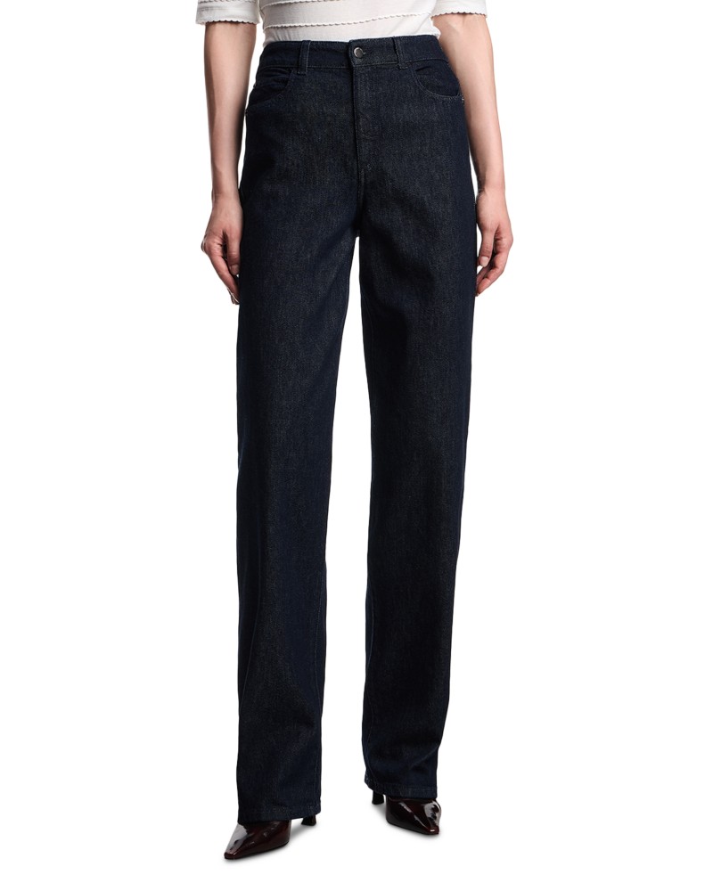 Emporio Armani High Rise Straight Jeans in Dark Denim