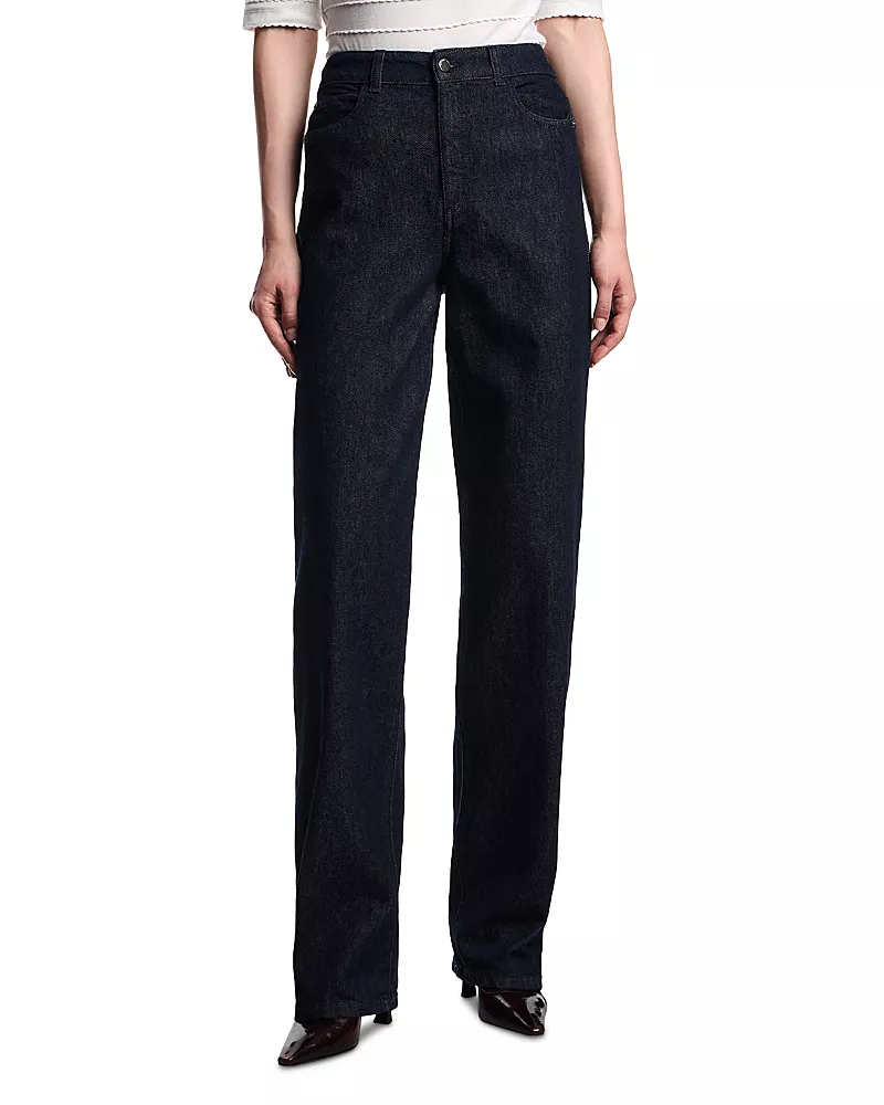 Emporio Armani High Rise Straight Jeans in Dark Denim