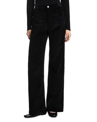 High Rise Wide Garment Dyed Corduroy Jeans in Black