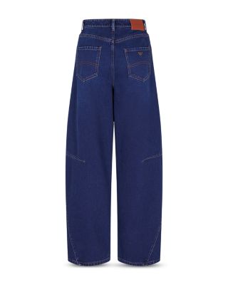 Medium High Rise Balloon Jeans in Blue Denim
