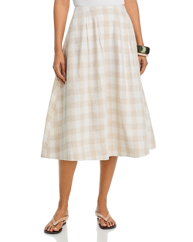 Aqua Gingham Midi Skirt - Exclusive In White