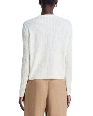 Ribbed Cable Knit Cashmere Cardigan Sweater
