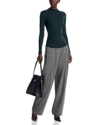 High Neck Gathered Long Sleeve Tee