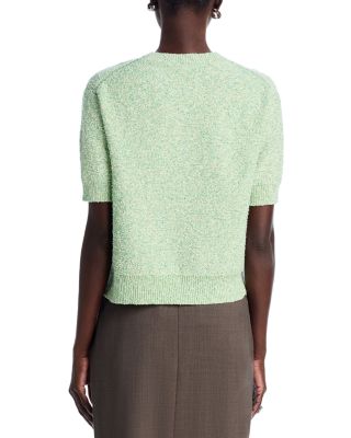 Cropped Tweed Short Sleeve Sweater