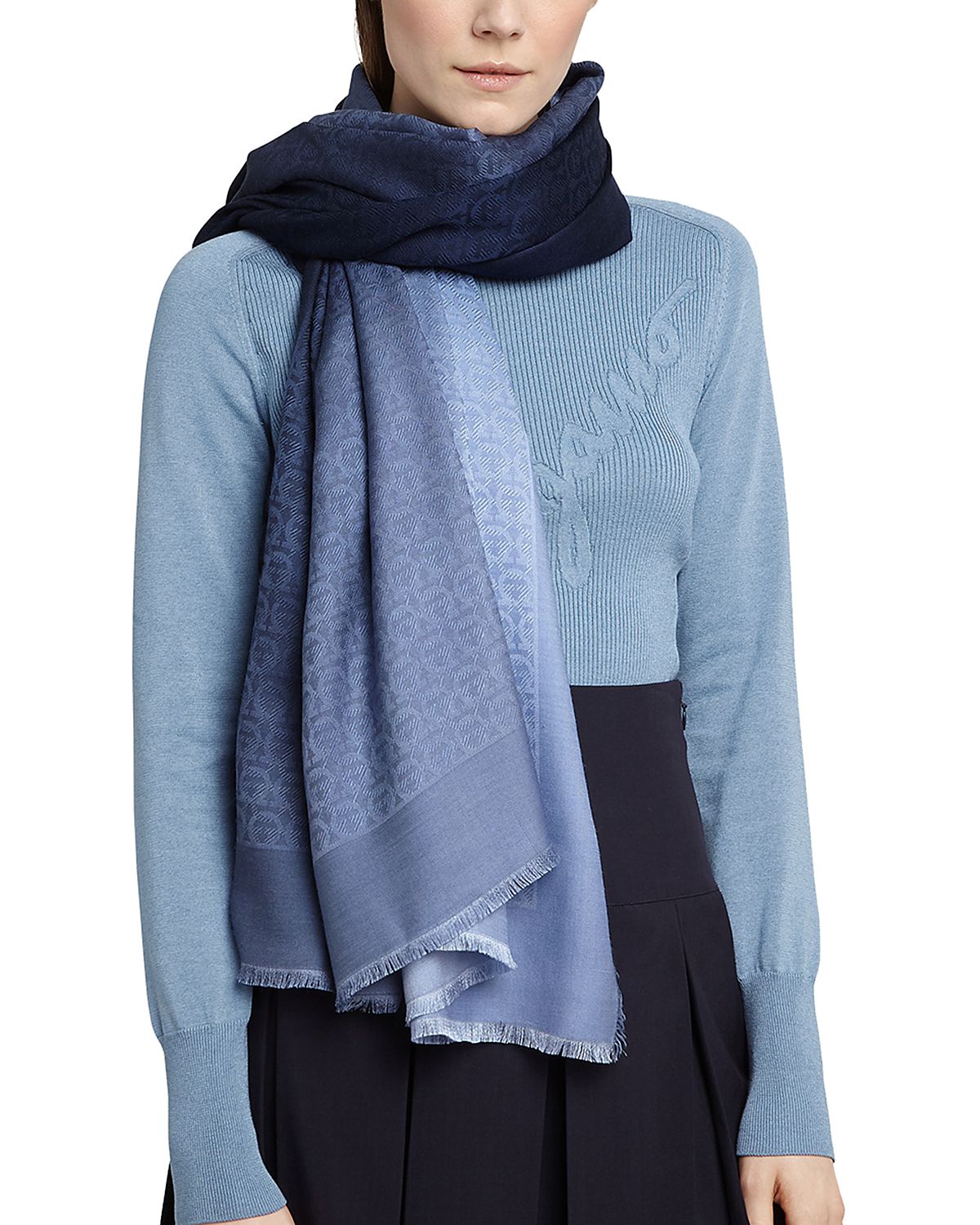 Ferragamo Gancini Jacquard Wool & Silk Scarf