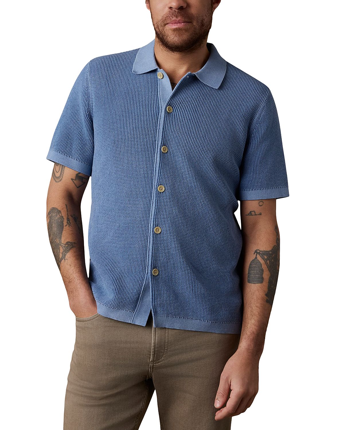 Faherty Short Sleeve Sunwashed Sweater Shirt