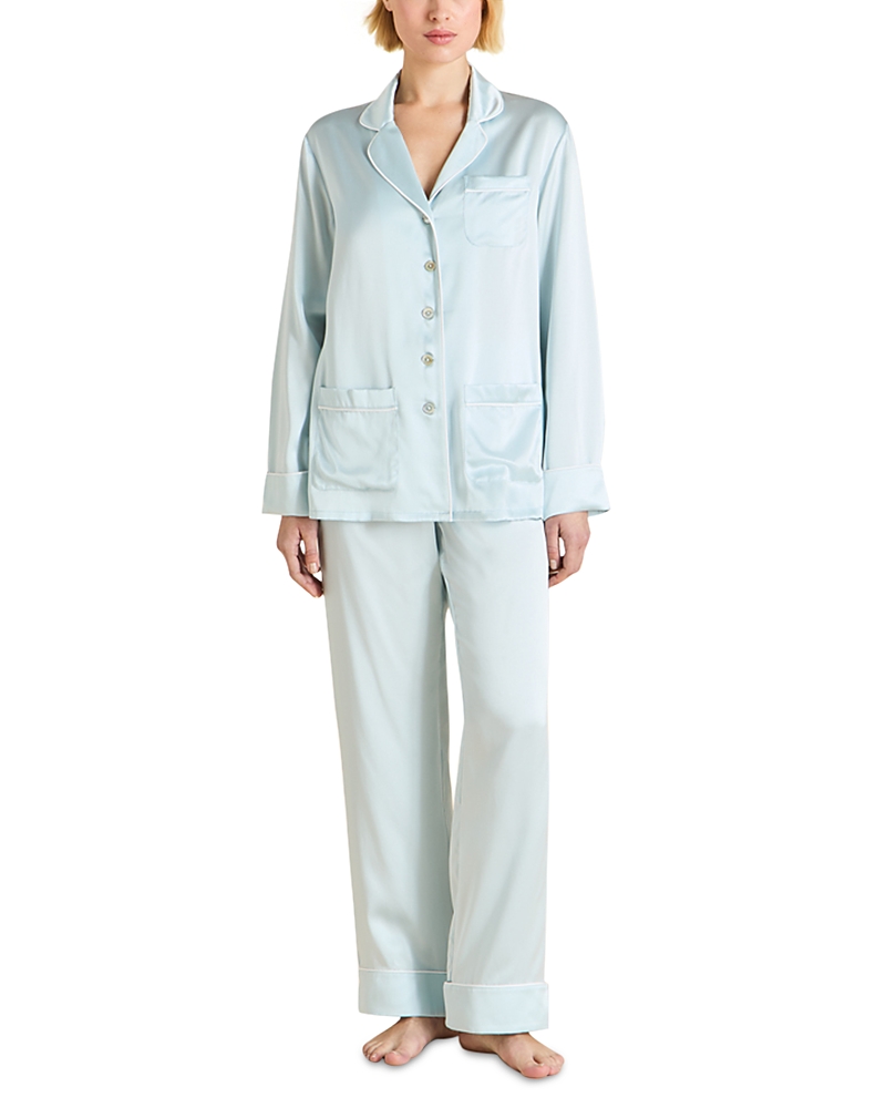 Olivia Von Halle Silk Woven Long Pajama Set