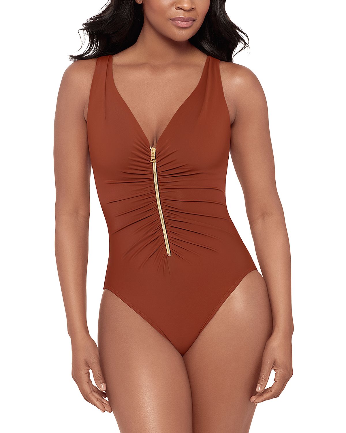 Miraclesuit Razzle Dazzle Zip One Piece Swimsuit