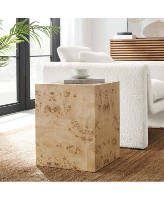 Cosmos 16" Square Burl Wood Side Table