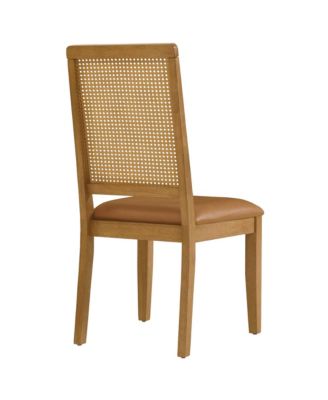 Arlo Faux Leather Upholstered Faux Rattan and Wood Dining Side Chairs, Set of 2