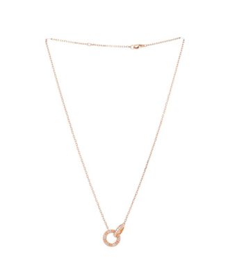 Love Interlocking Pave Necklace 18K Rose Gold and Diamonds, 16"