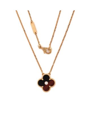  Vintage Alhambra Pendant Necklace Limited Edition 18K Rose Gold and Bull's Eye with Diamond, 16.25"