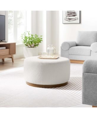 Tilden Large 29" Round Boucle Upholstered Ottoman