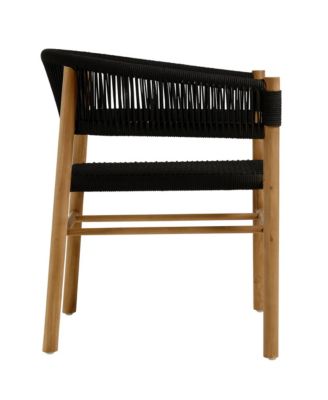  Vienna Outdoor Patio Teak and Rope Curved-Back Dining Armchairs, Set of 2