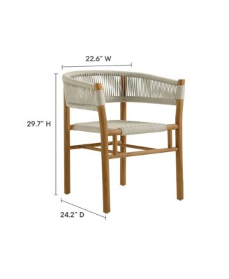  Vienna Outdoor Patio Teak and Rope Curved-Back Dining Armchairs, Set of 2