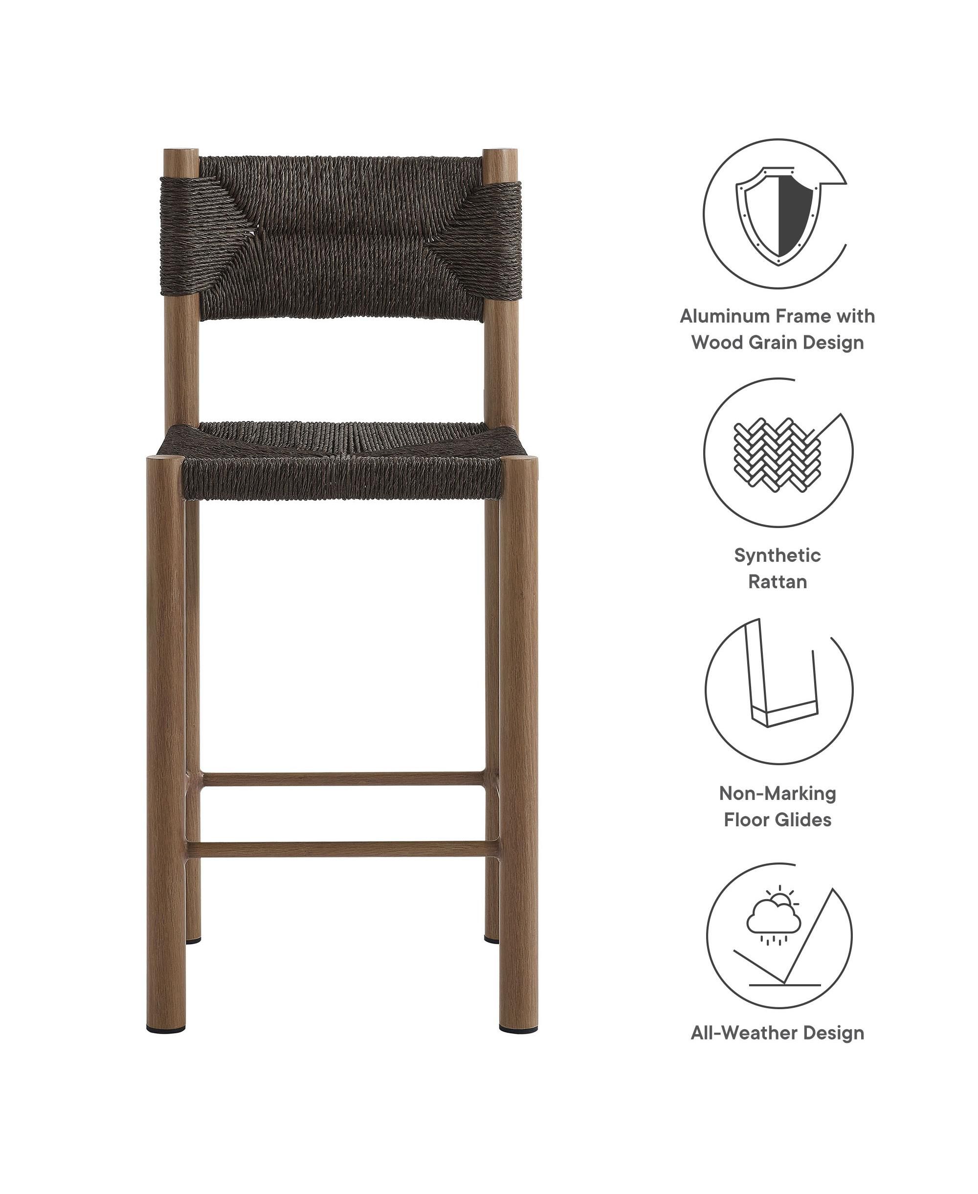 Parkland Outdoor Patio Rattan and Aluminum Counter Stools, Set of 2 — Image 3