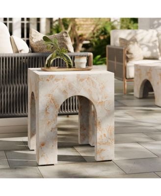 Valen Square Indoor - Outdoor Patio Arched Concrete Side Table
