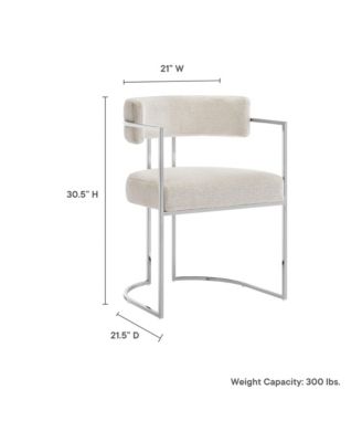 Huron Curved Back Fabric and Metal Dining Accent Chair
