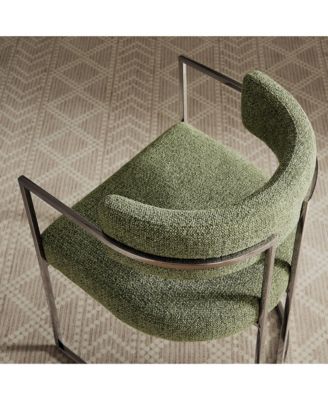 Huron Curved Back Fabric and Metal Dining Accent Chair