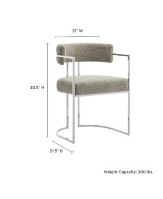 Huron Curved Back Fabric and Metal Dining Accent Chair