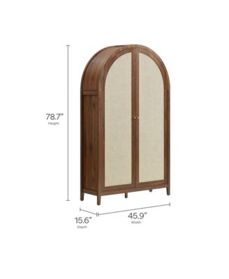 Calista 79" Tall Wide Rattan Arched Storage Cabinet