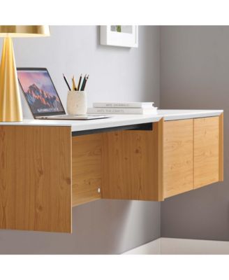  Kinetic 38" Wall-Mount Office Desk With Cabinet and Shelf