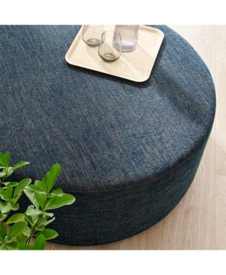 Callum Large 38" Round Woven Heathered Fabric Upholstered Ottoman