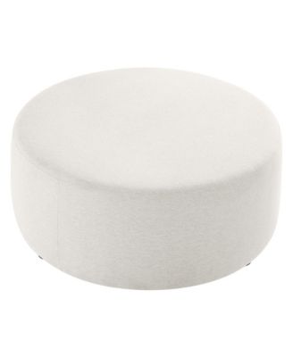 Callum Large 38" Round Woven Heathered Fabric Upholstered Ottoman