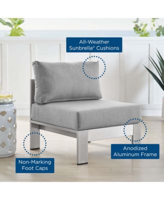  Shore Sunbrella Fabric Aluminum Outdoor Patio Armless Chair