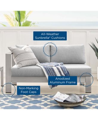  Shore Sunbrella Fabric Aluminum Outdoor Patio Left-Arm Loveseat