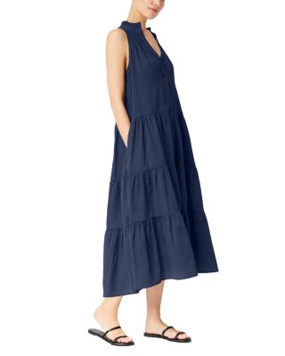  Tracy Cotton Tiered Midi Shirt Cover-Up Dress