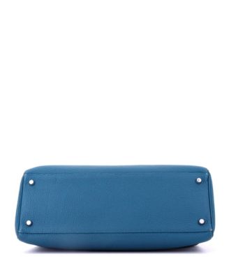 Kelly 35 Handbag Blue Togo with Palladium Hardware