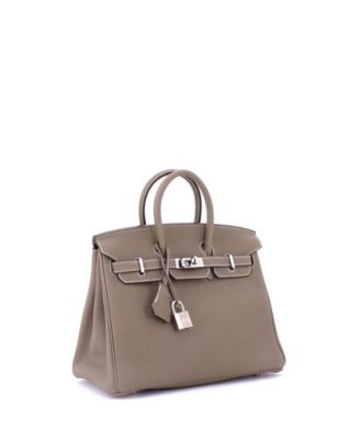 Birkin 25 Handbag Grey Togo with Palladium Hardware