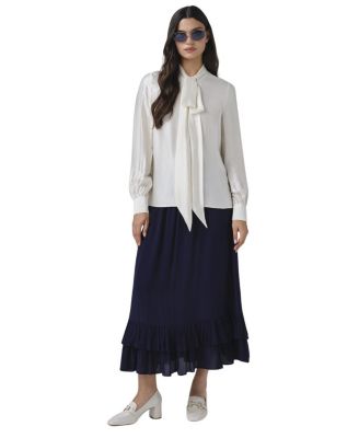 Anna Satin Tie Neck Blouse