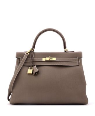 Kelly 35 Handbag Grey Togo with Gold Hardware