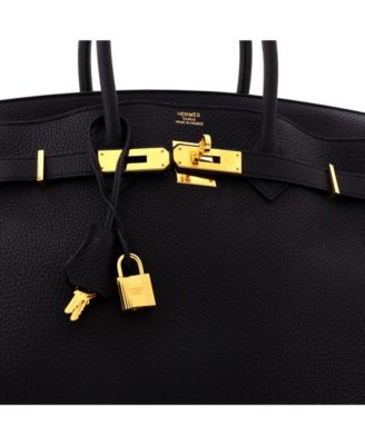 Birkin 35 Handbag Black Clemence with Gold Hardware