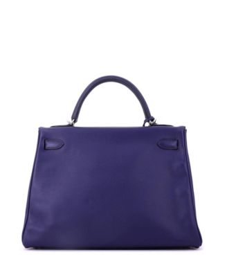 Kelly 32 Handbag Verso Evercolor with Palladium Hardware