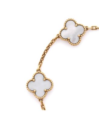  Vintage Alhambra 5 Motifs Bracelet 18K Gold and Mother of Pearl