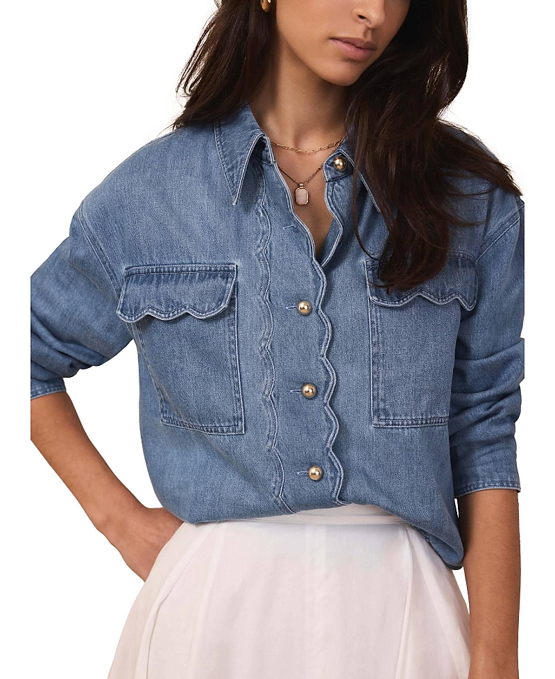 Mint Velvet Women's Denim Scallop Shirt
