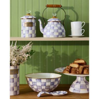 Violet Check Large Pedestal Platter