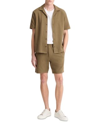 Cotton Blend Boucl&eacute; Regular Fit Button Down Camp Shirt