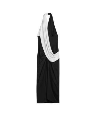  Contrast Draped Halter Maxi Dress