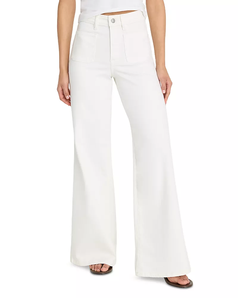 Good American Good Waist High Rise Palazzo Jeans in White001