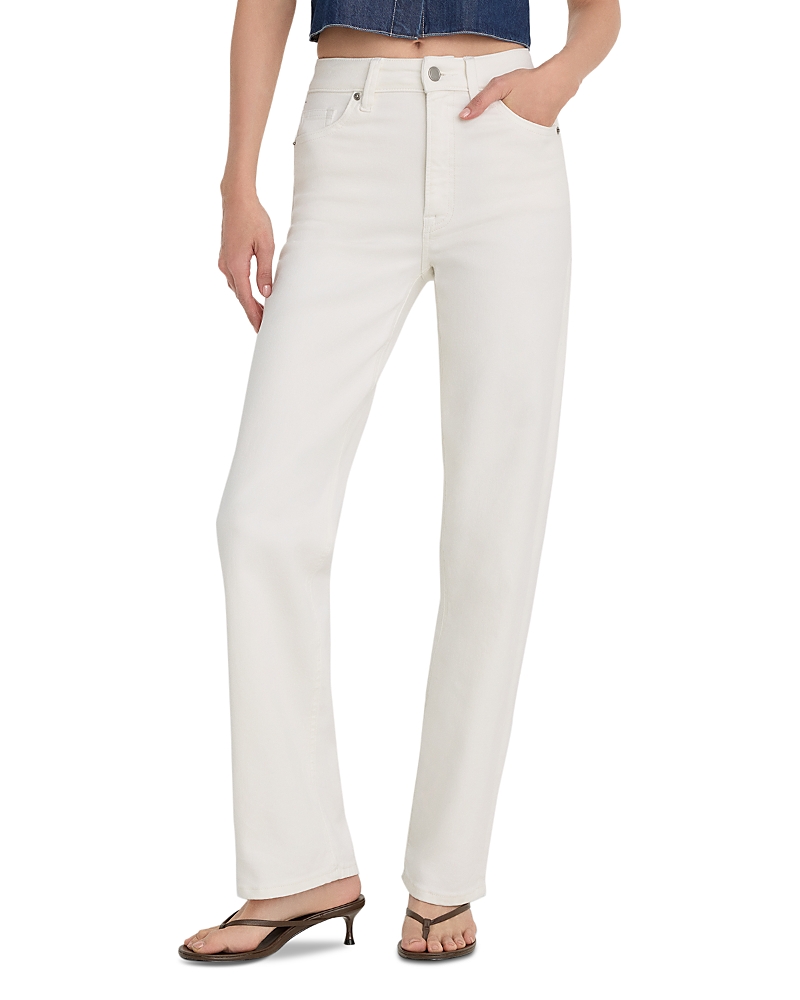 Good American Good High Rise True Straight Jeans in White001