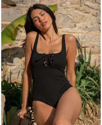 Taylor Lace-Up Underwire One-Piece Swimsuit in Eco Texture