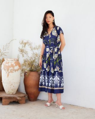 Kristine Tiered Front Slit Midi Dress